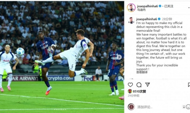 帕利尼亚首秀热刺倍感欣喜，团结奋进未来可期